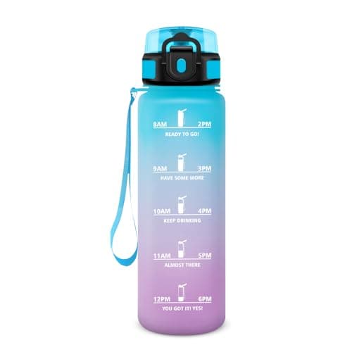 KollyKolla Gourde Enfant 500ml Étanche Sans BPA pour Sport Bureau École — 17oz-500ml | Bleu + Violet