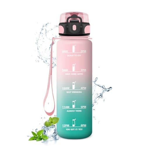 Gourde KollyKolla Enfant 500ml Étanche Réutilisable pour Maternelle École Sport Campings avec Marqueur de Temps Filtre S — 17oz-500ml | Rose + Cyan
