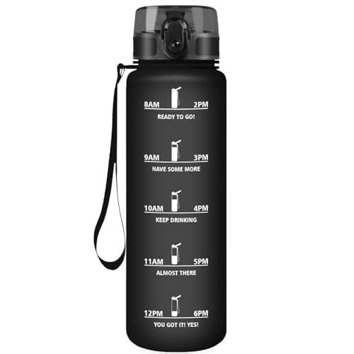 Gourde HoneyHolly Sport 500ml, Filtrante et Temps Marcateur, Idéale pour Sport, Fitness et Yoga, Sans BPA, 500ml — Noir-1l