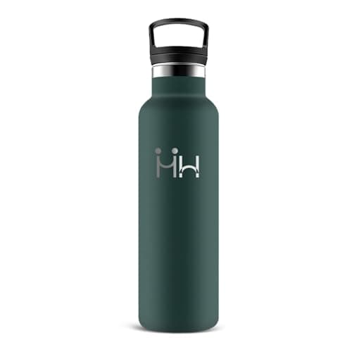 Gourde Isotherme 500ml Anti-Fuite, Double Isolation 24h Froid & 12h Chaud - Bouteille Paille pour Voyage, Camping, École — Vert Foncé
