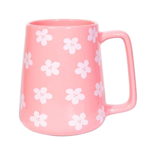 Céahrow Grande tasse à café en céramique bleu clair, résistante au lave-vaisselle et au micro-onde, idéale pour bureau e — Rose