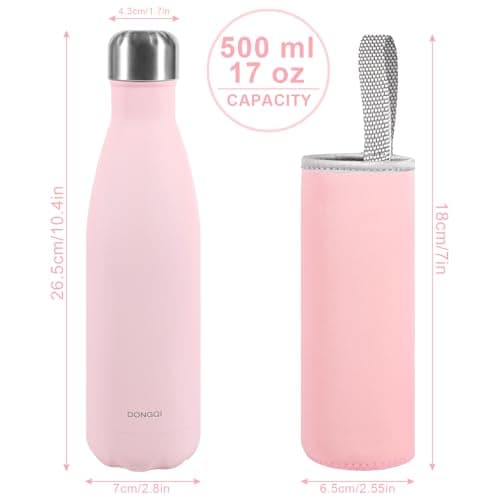 Gourde Isotherme Réutilisable en Acier INOX 500ml, Double Paroi Isolée sous Vide 12h Chaud / 24h Froid, Gourde Étanche S