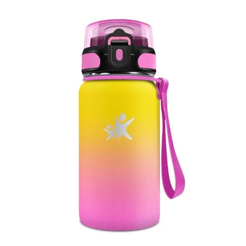 Gourde Isotherme KollyKolla 500ml pour Enfant | Étanche, Reutilisable sans BPA, pour l'école et le Bureau | Fitness — 500ml丨jaune + Rose Barbie