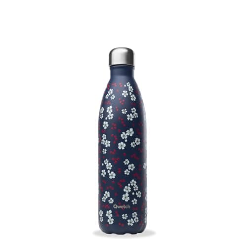 Qwetch Bouteille Isotherme Hanami Bleu 500ml - 24h Froid / 12h Chaud, Étanche / Sans BPA / Réutilisable - Gourde Inox Pa — Hanami Bleu