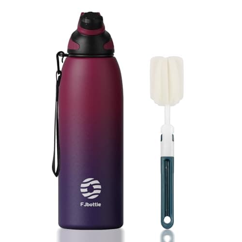 Bouteille Isotherme FJBottle Gourde 1L en Inox - Idéale pour Adultes au Sport, Gym et Voyage - Étanche sans BPA, Cover M — Rouge et Violet