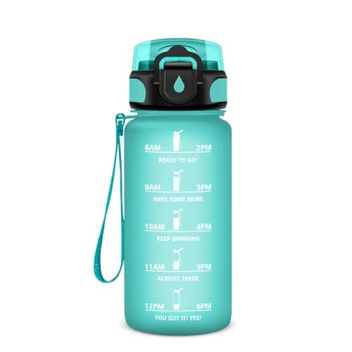 Gourde Sport 500ml pour Enfant et Adulte | Étanche | Motivante | Idéale pour Randonnée, Sport et Yoga | Bouteille Reutil — 17oz-500ml | Paille | Mat Bleu-vert
