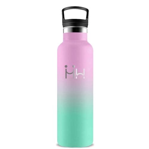 GourdeIsotherme 1L AcierInoxydable AntiFuite pour Randonnée Voyage Camping — Rose-vert