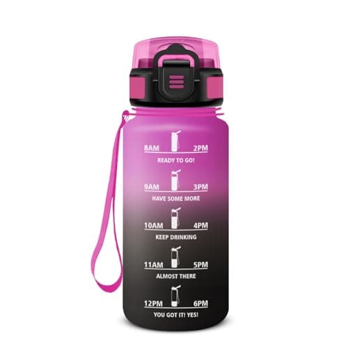 HoneyHolly Gourde 500ml Sans BPA & Étanche, Bouteille Motivante avec Marqueur de Temps pour Gym, École, Cyclisme et Plei — Lilaschwarz - 500ml