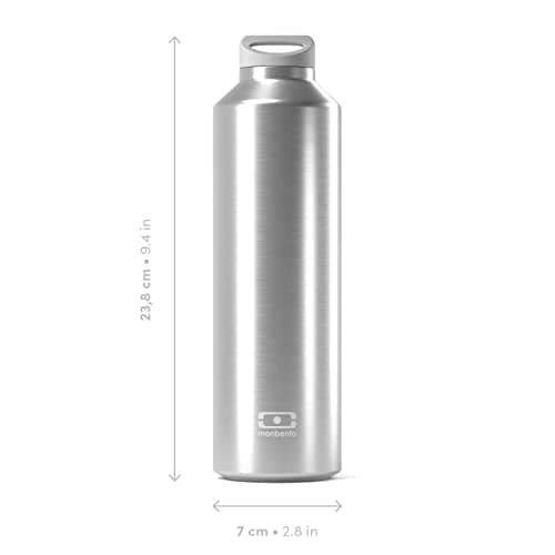 MONBENTO Bouteille Isotherme 12h MB Steel Silver 500ml - Bouteille Inox Sans BPA - Parfaite pour Eau, Thé, Café