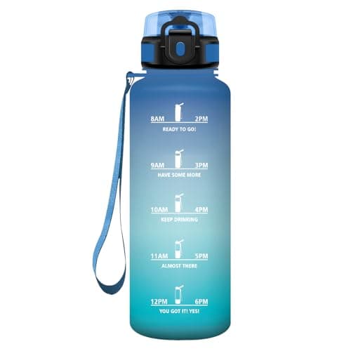 KollyKolla Gourde Enfant 500ml Étanche Sans BPA pour Sport Bureau École — 50oz-1500ml | Bleu + Vert