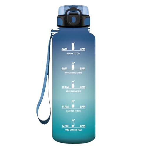 Gourde KollyKolla Enfant 500ml Étanche Réutilisable pour Maternelle École Sport Campings avec Marqueur de Temps Filtre S — 50oz-1500ml | Bleu + Vert