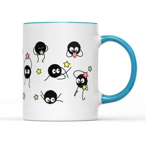 SmartyPants Soot Sprites Tasse à café enveloppante avec poignée en céramique résistante, passe au lave-vaisselist et au — Poignée Bleue Prime