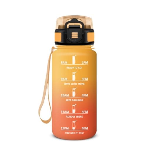 HoneyHolly Gourde 500ml Sans BPA & Étanche, Bouteille Motivante avec Marqueur de Temps pour Gym, École, Cyclisme et Plei — Ambre-orange - 500 Ml