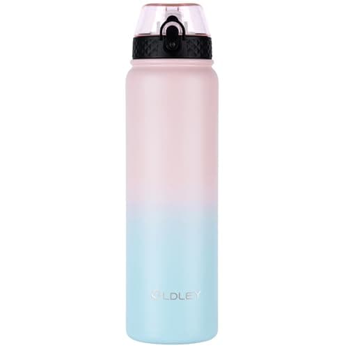 Gourde Oldley en Acier Inoxydable 1L Thermostique et Étanche - Idéale pour Vélo et Camping - Maintient le Boisson Frais — Rose Bleu