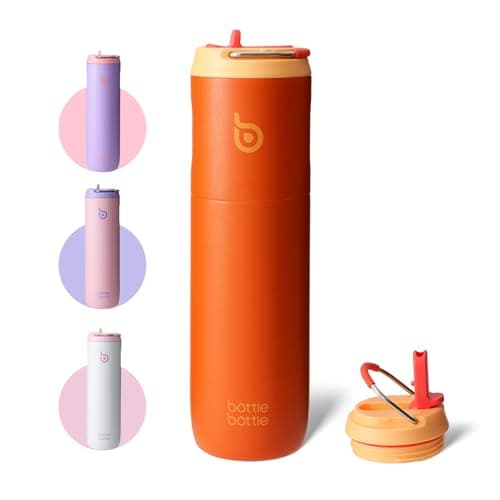 Bouteille d'eau isotherme en acier inoxydable pour sport et voyage - Rose clair, 710 ml,anti-fuite, sans BPA — Orange