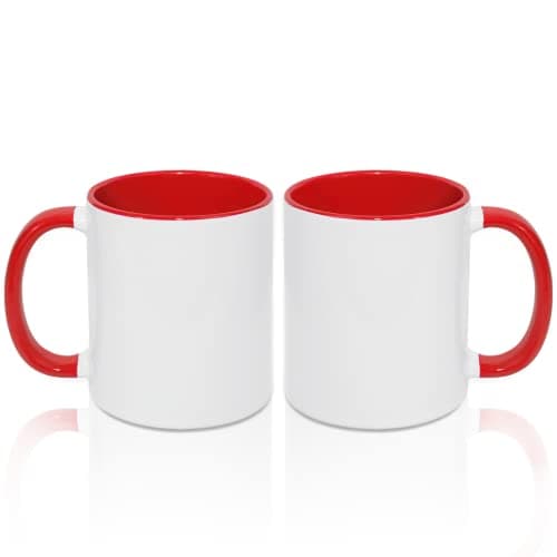 MR.R Lot de 2 tasses à café vierges en bleu clair 325 ml pour maison et bureau — Rouge