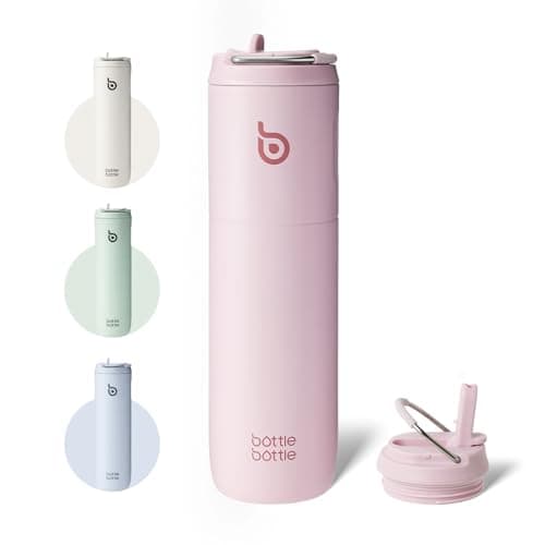 Bouteille d'eau isotherme en acier inoxydable pour sport et voyage - Rose clair, 710 ml,anti-fuite, sans BPA