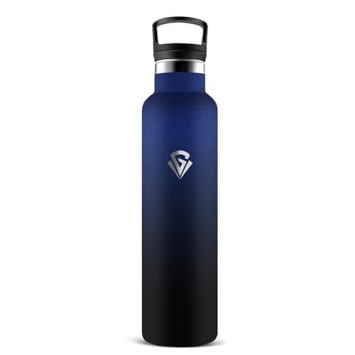 Gourde Isotherme 1L 24H Froid 12H Chaud, Anti-Fuite Sans BPA en Acier Inoxydable 18/8 pour Café, Thé, Lait - Grsta — Bleu-noir