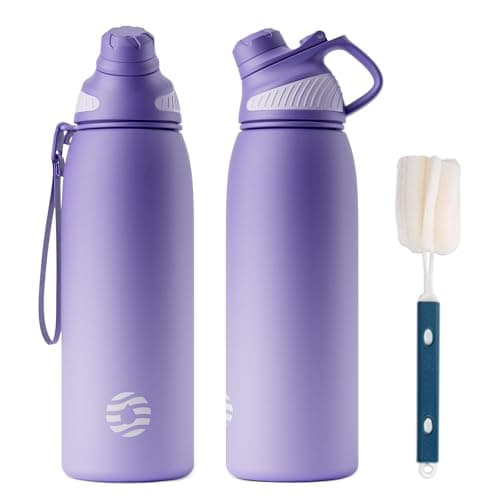 Bouteille Isotherme FJBottle Gourde 1L en Inox - Idéale pour Adultes au Sport, Gym et Voyage - Étanche sans BPA, Cover M — Violet Dégradé