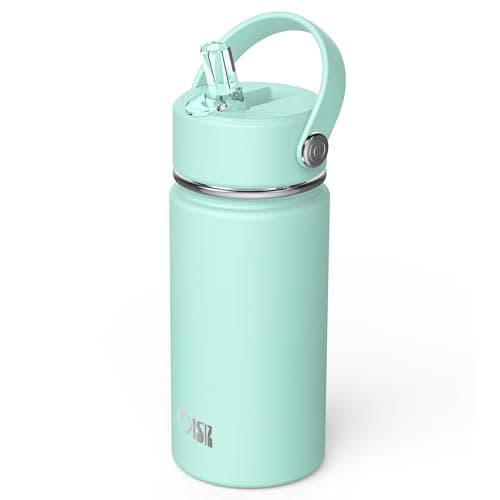 Gourde Isotherme Enfant avec Paille en Acier Inoxydable Sans BPA Garde le Froid 24 heures 420ml Gourde pour Enfants — Vert Menthe