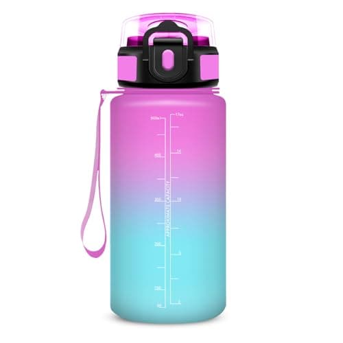 Gourde Enfant 500ml avec Paille Anti Fuite Marque Anti-Dechiffrement pour École Camping Voyage Sports Vélo avec Cadenas — Rouge-vert