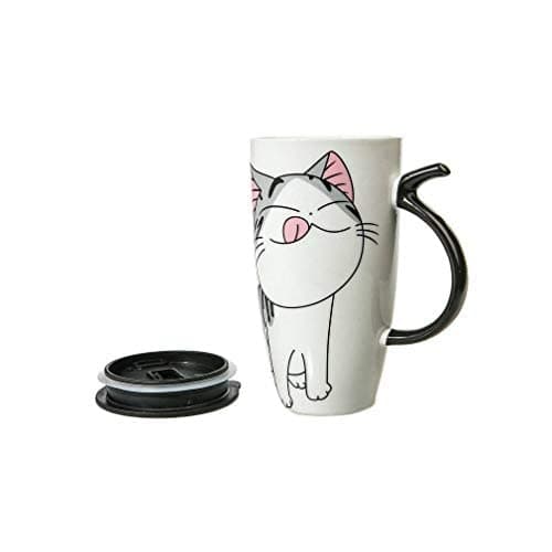 Mug Chat Kawaii Lachineuse 600ml Blanc Isotherme cadeau Japanese