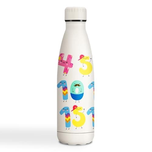 Gourde Inoxydable KollyKolla Isotherme 500ml Impression 3D Sans BPA Reutilisable Enfant Adulte Sport Bureau — 500ml Chiffres de Dessin Animé