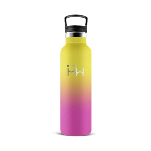 Bouteille Isotherme Inox 500ml Facile à Transporter Pour Bureau Voyage Camping École 24h Froid 12h ChaudSans BPA — Jaune-rose