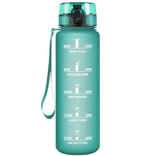 Gourde HoneyHolly Sport 500ml, Filtrante et Temps Marcateur, Idéale pour Sport, Fitness et Yoga, Sans BPA, 500ml — Bleu Vert-0.5l