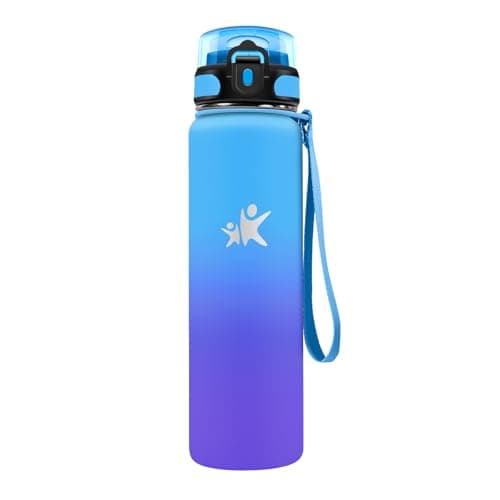 Gourde Isotherme KollyKolla 500ml pour Enfant | Étanche, Reutilisable sans BPA, pour l'école et le Bureau | Fitness — 1l丨bleu + Tout Violet Foncé