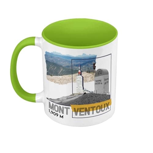Couvette Vert Premium Mont Ventoux Cyclisme - Tasse Vélo - Couleur Intérieure Accord - Tasse avec Anse