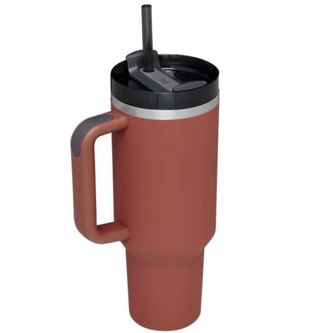 Tasse Inox Grande Capacité Rose Clair - Élevé en Paille pour Voiture - Tasse Extérieure American Style — Rouge