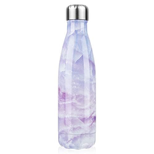 Gourde Inoxydable Isotherme Réutilisable 500ml Fleurs Rouge — Marbre Violet