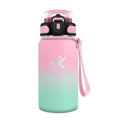 Gourde Isotherme KollyKolla 500ml pour Enfant | Étanche, Reutilisable sans BPA, pour l'école et le Bureau | Fitness — 500ml丨rose + Vert Macaron