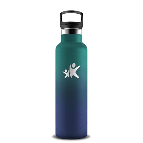 Gourde Isotherme Inox 500ml Enfant Anti Fuite Facile à Nettoyer pour École et Camping — Vert-bleu