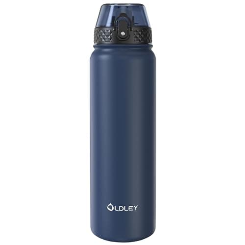 Gourde Oldley en Acier Inoxydable 1L Thermostique et Étanche - Idéale pour Vélo et Camping - Maintient le Boisson Frais — Marine Bleu