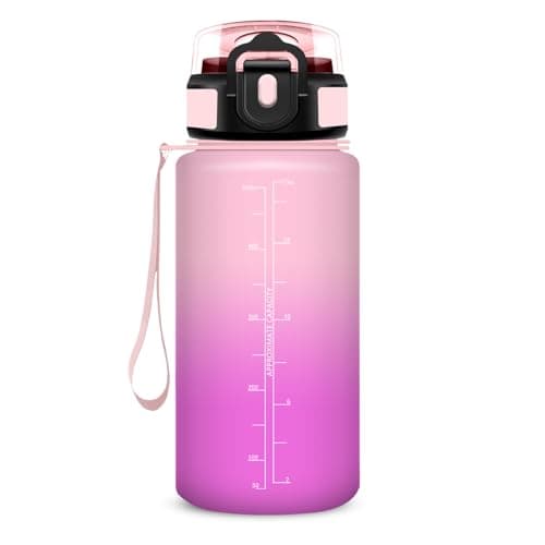 Gourde Enfant 500ml avec Paille Anti Fuite Marque Anti-Dechiffrement pour École Camping Voyage Sports Vélo avec Cadenas — Rose-rose-rouge
