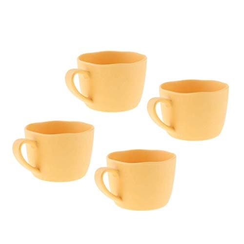 Tubayia Lot de 4 tasses à café en mélamine résistante, parfaites pour fêtes, camping et pique-nique, résistantes et dura — Jaune