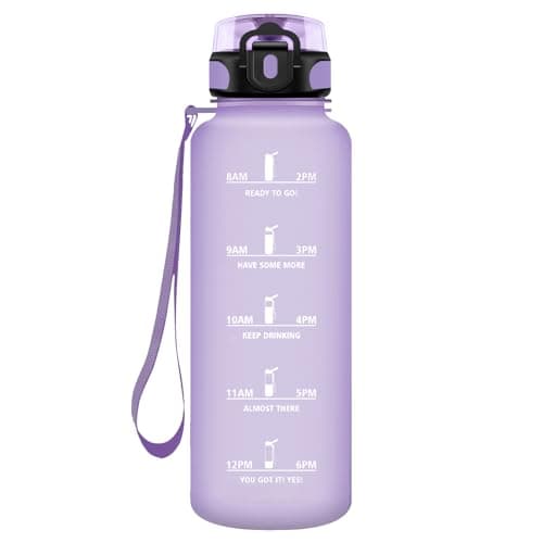 Gourde KollyKolla Enfant 500ml Étanche Réutilisable pour Maternelle École Sport Campings avec Marqueur de Temps Filtre S — 50oz-1500ml | Mat Violet Clair
