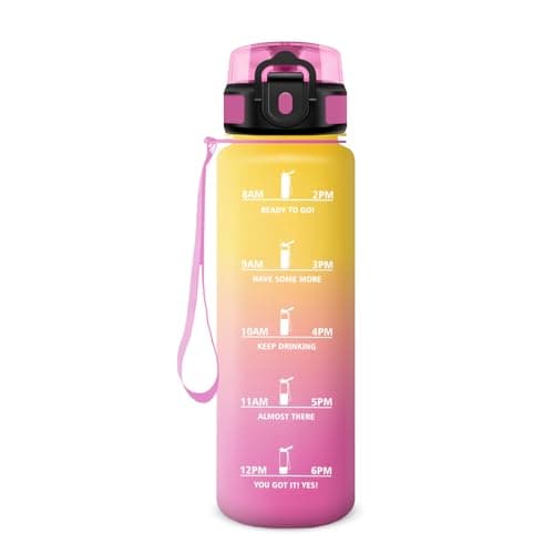 KollyKolla Gourde Enfant 500ml Étanche Sans BPA pour Sport Bureau École — 17oz-500ml | Jaune + Rose