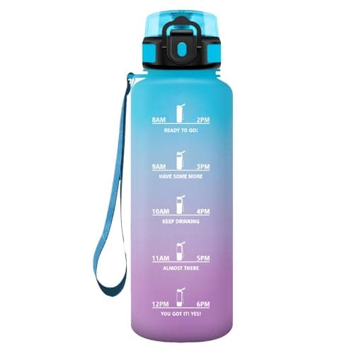KollyKolla Gourde Enfant 500ml Étanche Sans BPA pour Sport Bureau École — 50oz-1500ml | Bleu + Violet
