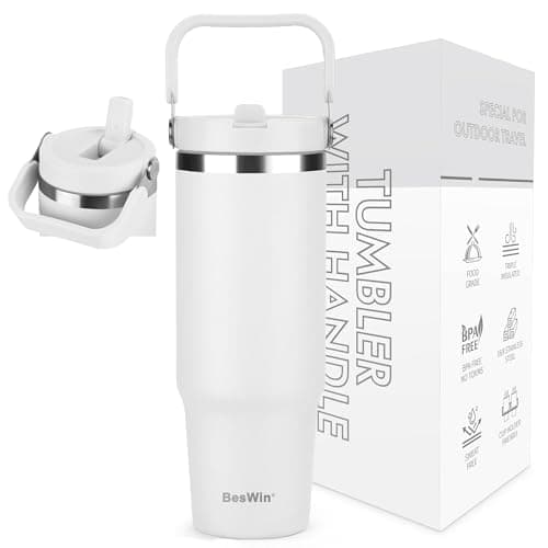 BesWin Gourde isotherme en acier inoxydable – Idéale pour sportifs – Isolation sous vide double paroi Bleu(Clair et prof — Blanc.