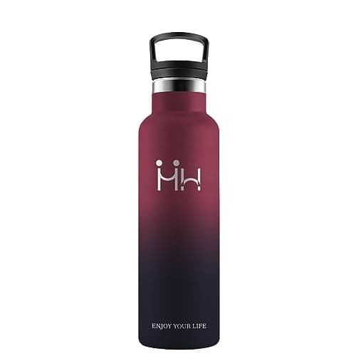 Gourde Enfant Honeyholly 500Ml BPA-Free Isotherme Réutilisable Campagne Eco-Ecole Gymnase — Rouge Vin et Noir-1l