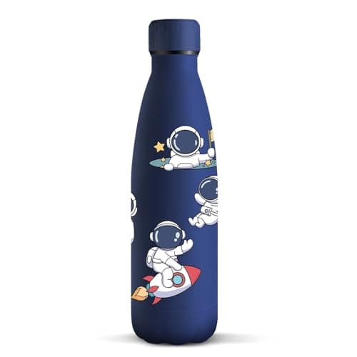 HoneyHolly Gourde Isotherme Acier Inoxydable 18/8, 24h Froid & 12h Chaud, Bouteille Étanche pour Sport, Camping & École, — Homme - Bleu Foncé