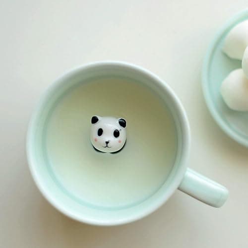 Itian tasses en céramique avec couvercle pour enfants 230 ml, tasses d'animaux 3D fantaisies pour mariage et anniv., cou
