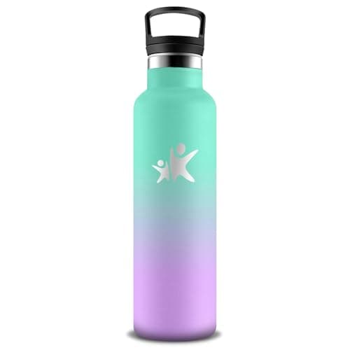 Gourde Isotherme Inox 500ml Enfant Anti Fuite Facile à Nettoyer pour École et Camping — Vert-violet