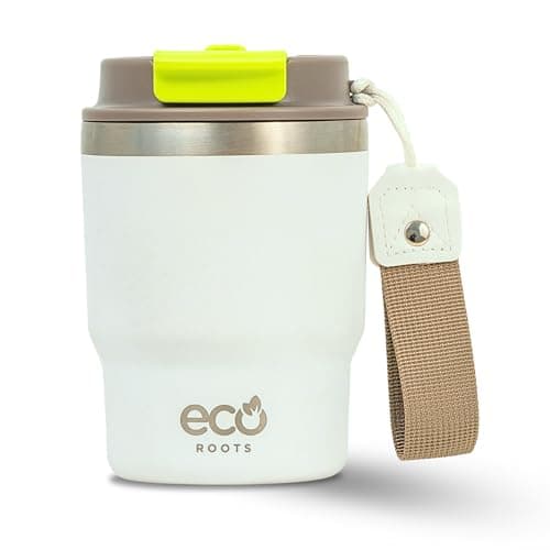 Evergreen ECOROOTS - Tasse Café Isotherme | Couvercle Antifuite | Acier Inoxydable | Sans BPA | Thermo Café Voyage | Tas — Blanc Ivoire