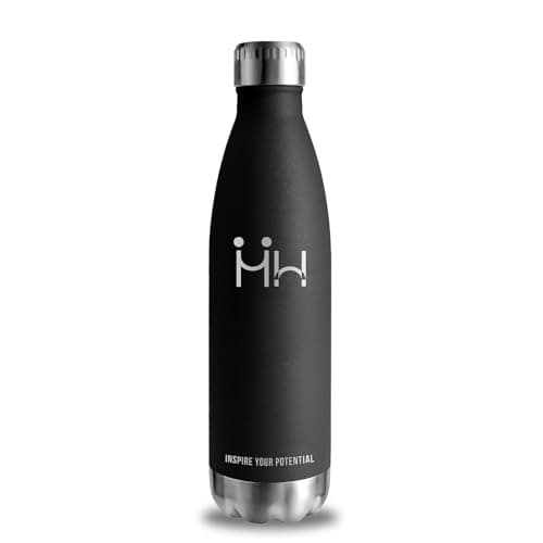 Gourde Isotherme 500ml Sans BPA, 24h Froid & 12h Chaud, Anti-Fuite pour Camping, Randonnée et Running — Noir