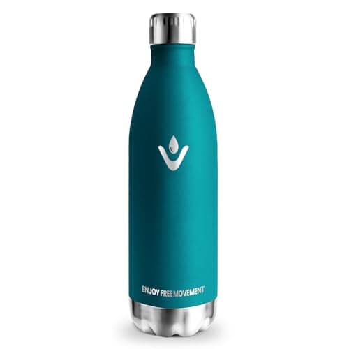 Gourde Isotherme 500ml Sans BPA Réutilisable - Bouteille Isolée pour Running, Bureau et École - Processus de Revêtement — Vert Mousse - 1000ml