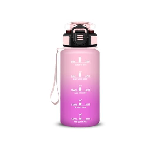 Gourde Enfant 500ml Anti Fuite pour École et Sports with Motivation Slogan | Facile à Nettoyer, Ideale pour Camping et V — Rose-rose-rouge